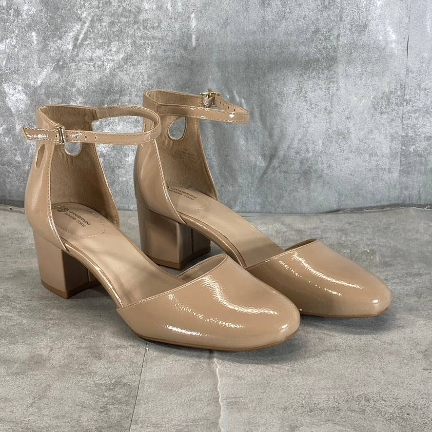 GIANI BERNINI Women's Nude Patent Izzee Memory Foam Two-Piece Pumps SZ 9
