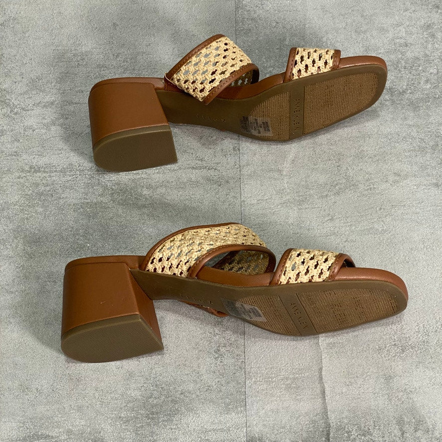 ANNE KLEIN Tan Brooke Block-Heel Slip-On Sandals SZ 7.5