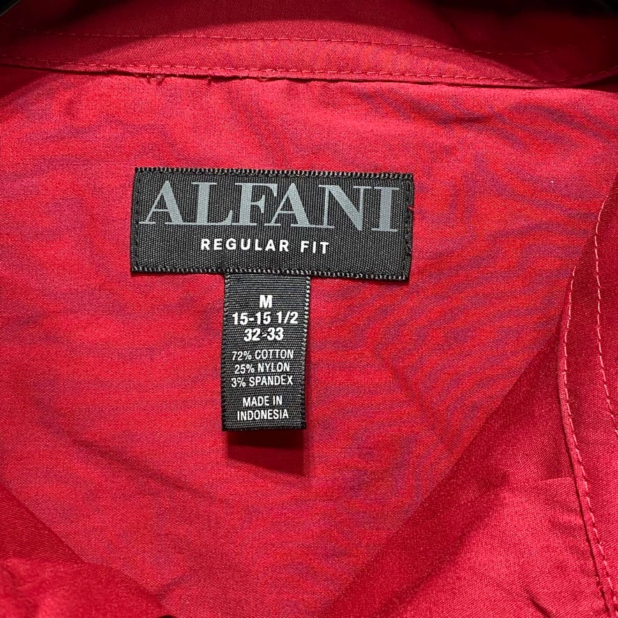 ALFANI AlfaTech Solid Red Regular-Fit Long Sleeve Button-Up Dress Shirt SZ M (15-15.5 32/33)