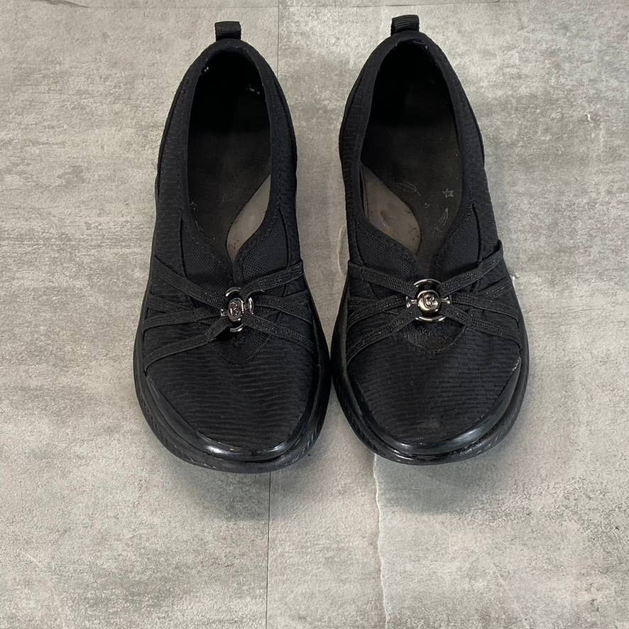 BZEES Women's Black Mesh Niche Washable Fabric Lightweight Slip-On Sneakers SZ 8