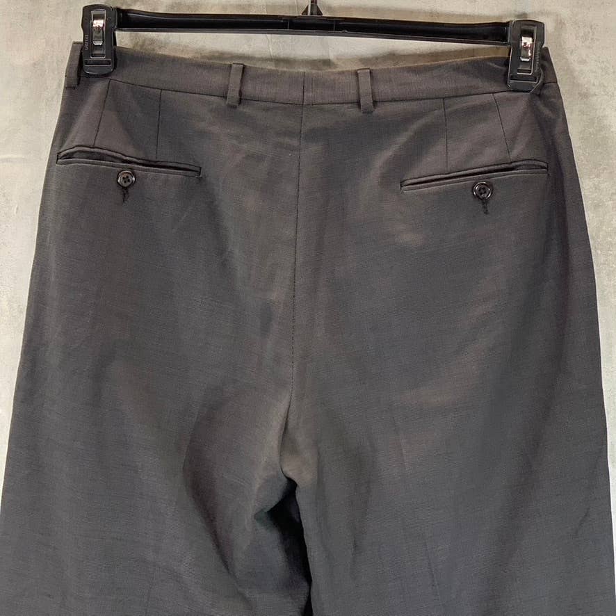 HICKEY FREEMAN Men's Grey Mini Gingham Flat Front Dress Pants SZ N/A