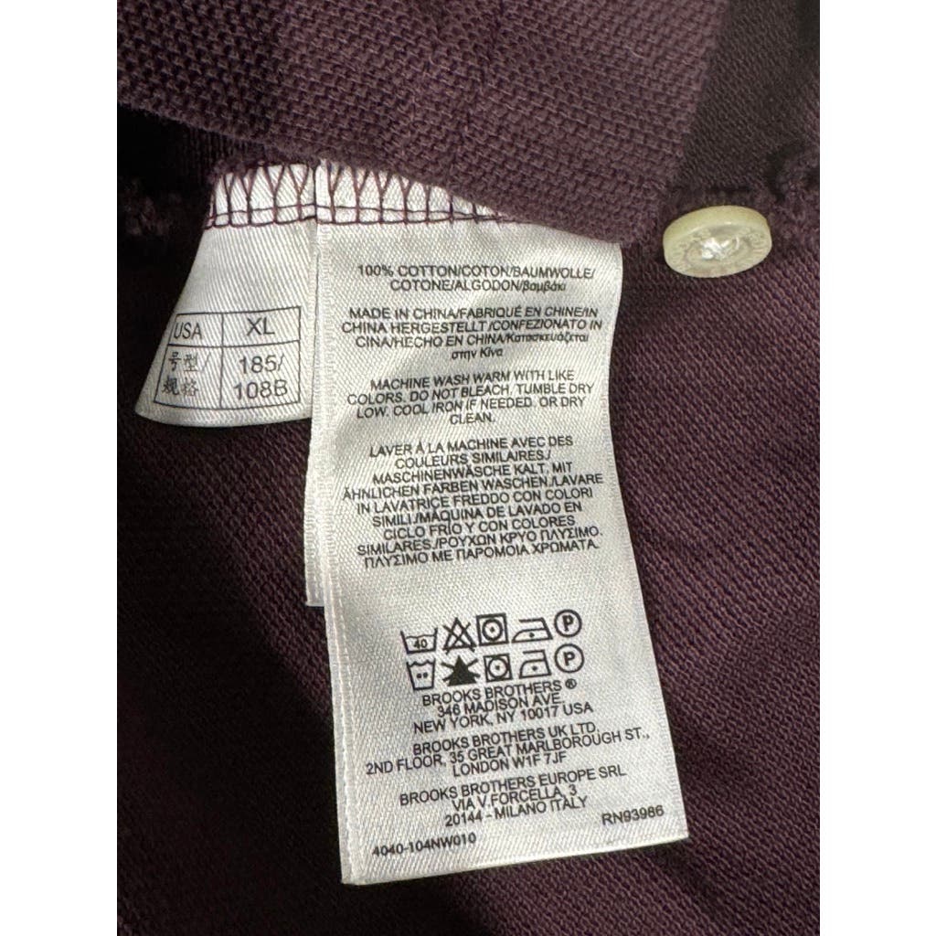 BROOKS BROTHERS Men's Burgundy 1818 Short Sleeve Performance Polo Shirt SZ XL