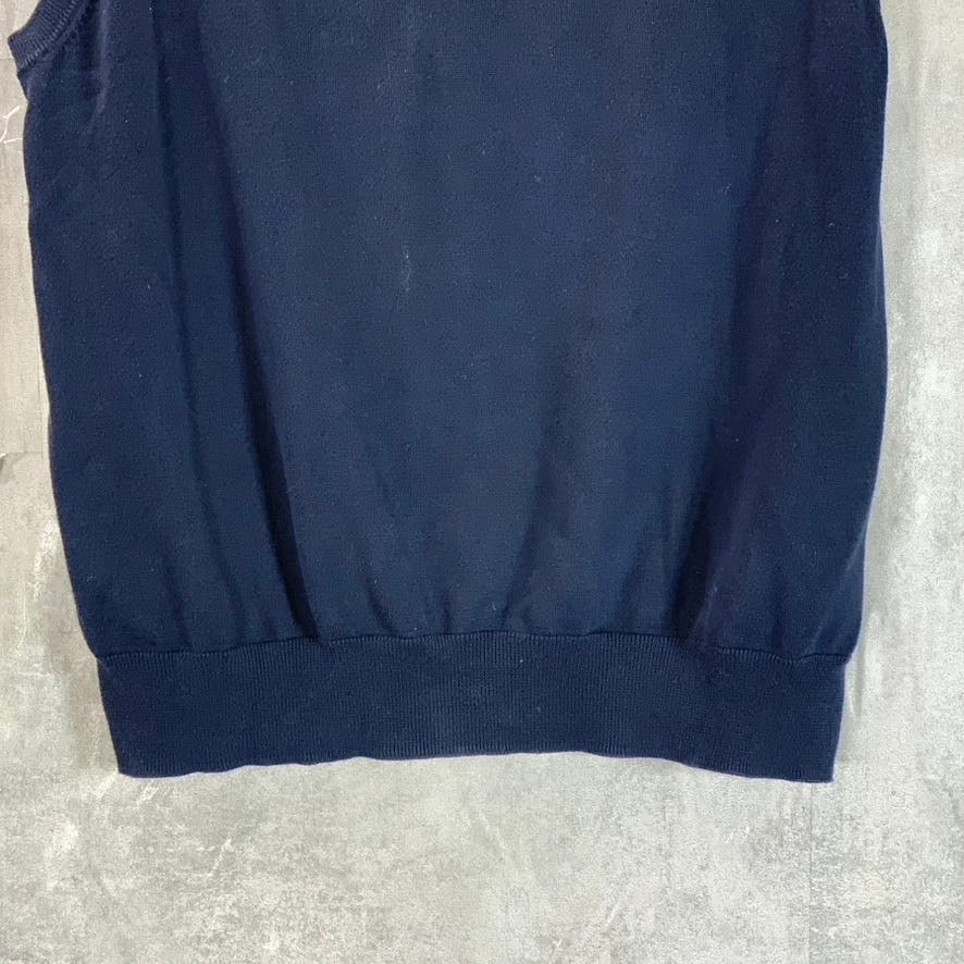 BROOKS BROTHERS Men's Navy Supima Cotton V-Neck Sweater Vest SZ M