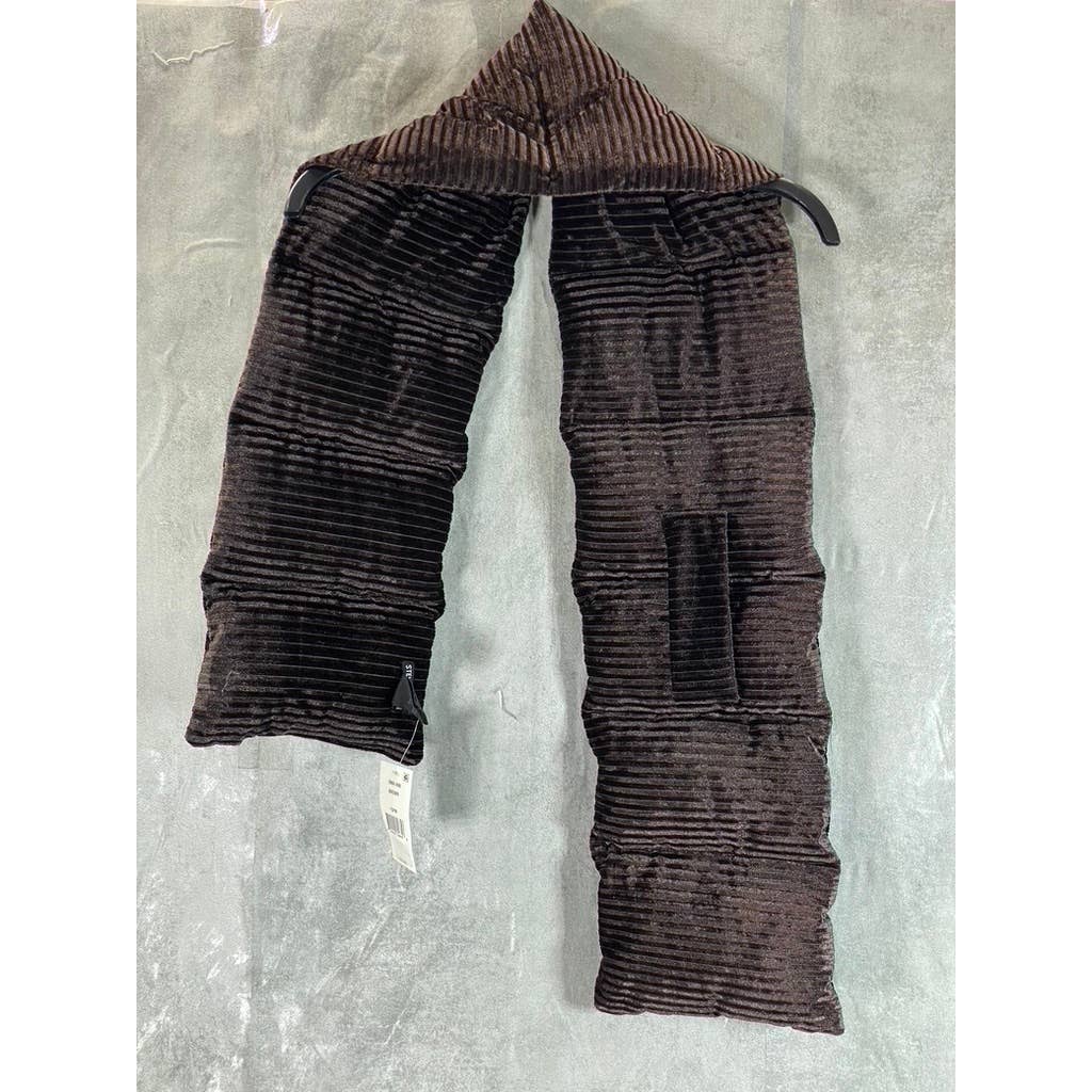 STEVE MADDEN Women's Brown Pull-Through Ribbed Velvet Puffer Scarf SZ OS