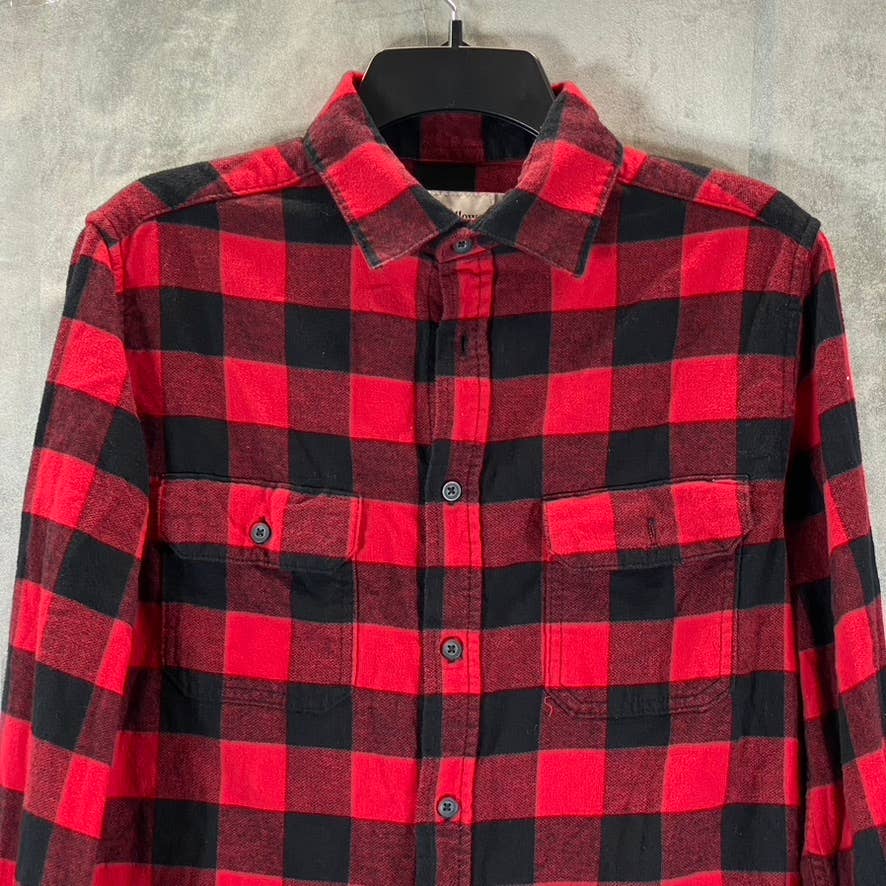 GOODFELLOW & CO Men's Red Midweight Flannel Long-Sleeve Button-Down Shirt SZ S