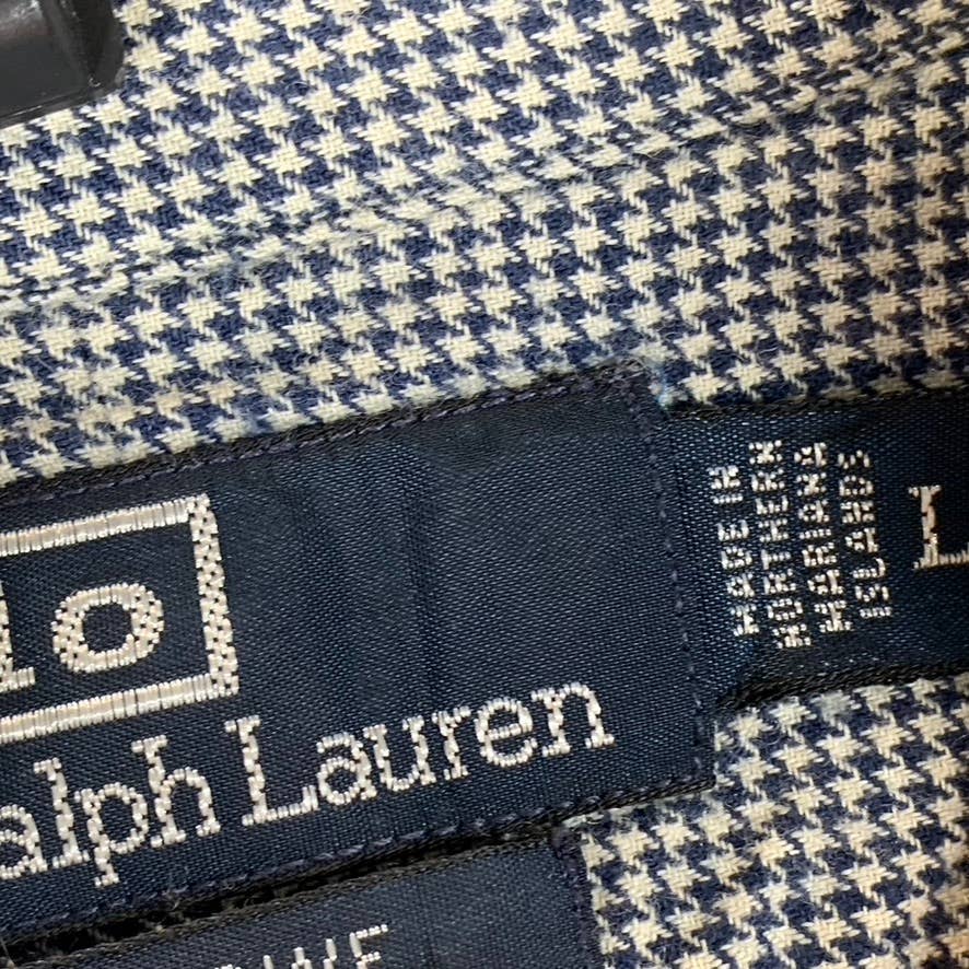 POLO RALPH LAUREN Men's Black Mini Gingham Button-Up Long-Sleeve Shirt SZ L