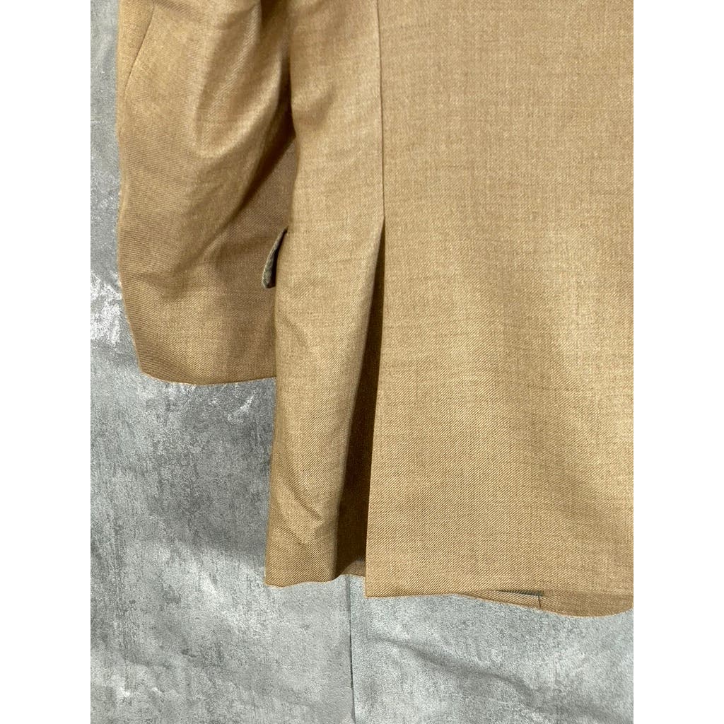 ERMENEGILDO ZEGNA Men's Tan Camel Silk Three-Button Blazer SZ 40R