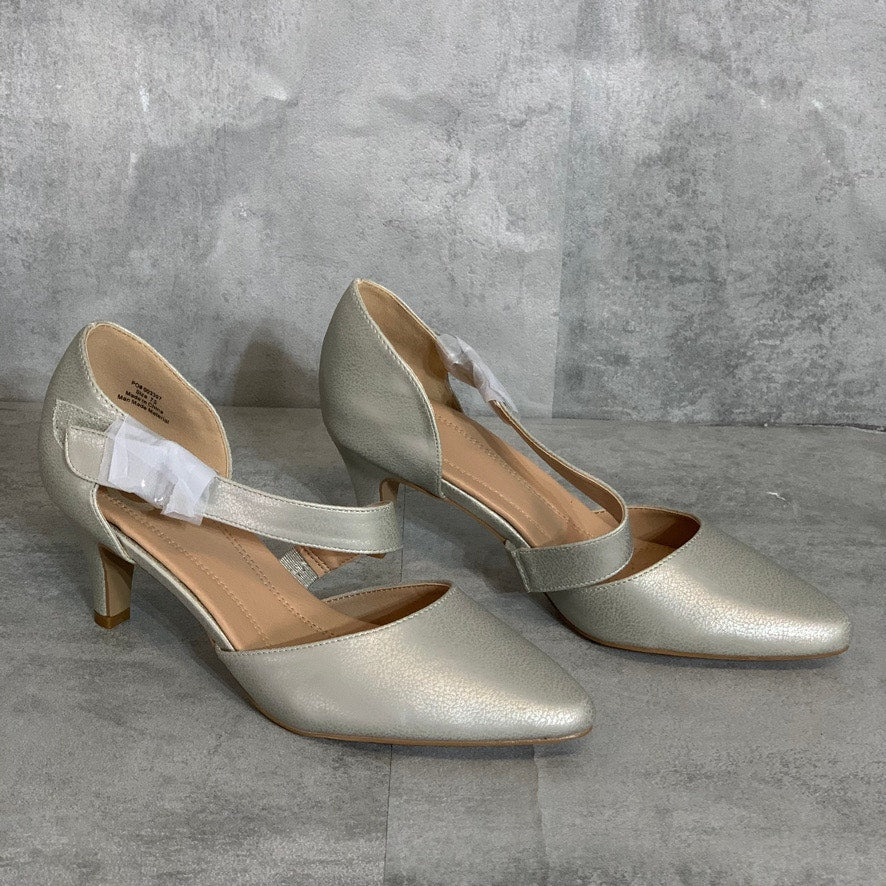 JOURNEE COLLECTION Silver Faux Leather Tillis Pointed-Toe Strap Pumps SZ 7.5