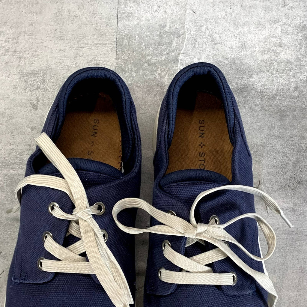 SUN+STONE Men's Navy Kiva Lace-Up Core Sneakers SZ 9.5