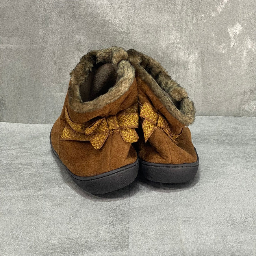 ISOTONER Signature Cognac Microsuede Nelly Booty Slippers SZ 9.5-10