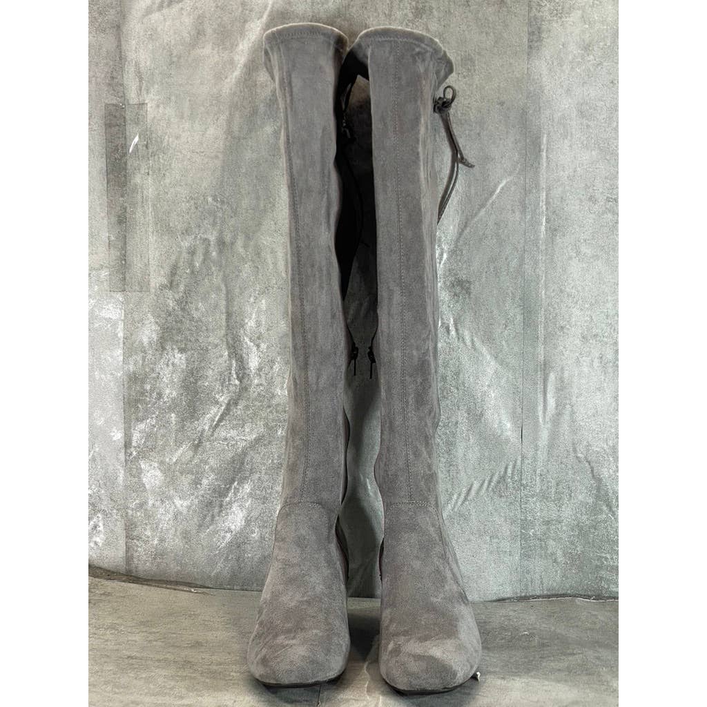 SUGAR Women's Grey Micro Ollie Memory Foam Over-The-Knee Block-Heel Boots SZ 9