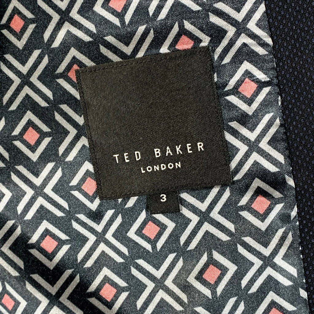 TED BAKER Men's Navy Hemsby Slim-Fit Textured Two-Button Suit Jacket SZ 3(US38)