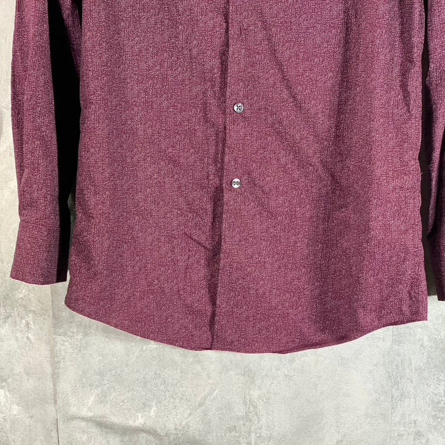 BAR III Men's Burgundy Printed Slim-Fit Stretch Dress Shirt SZ S(14-14.5 32/33)
