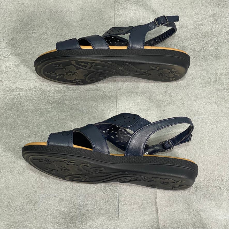 EASY STREET Navy Bolt Open Toe Slide Sandals SZ 7