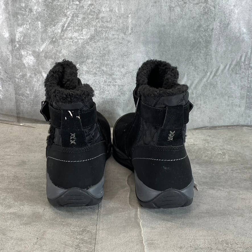 EASY SPIRIT Women's Black Faux-Fur Seelk Round-Toe Side-Zip Ankle Boots SZ 8.5