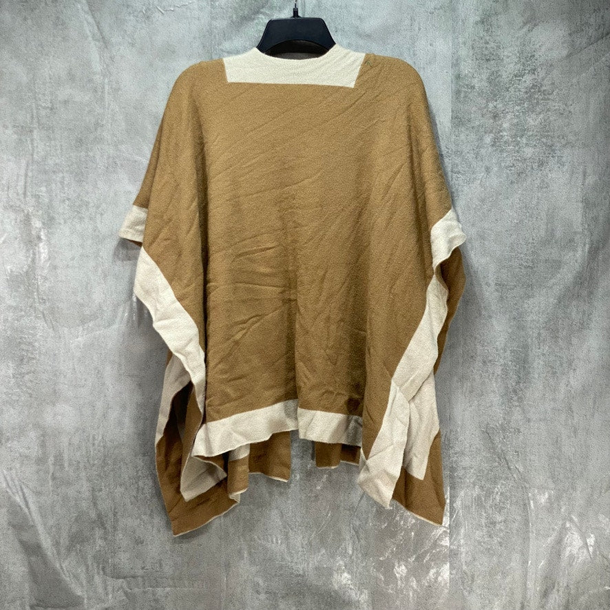 CHARTER CLUB Solid Tan Knit Reversible Poncho OS