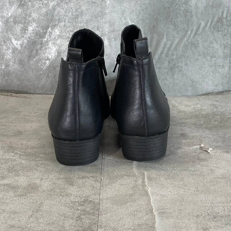 SUN+STONE Women's Black Cadee Memory Foam Slip-On Block Heel Ankle Booties SZ8.5