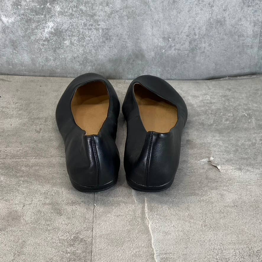 SUN+STONE Women's Black Eliana Memory Foam Round-Toe Slip-On Flats SZ 5.5