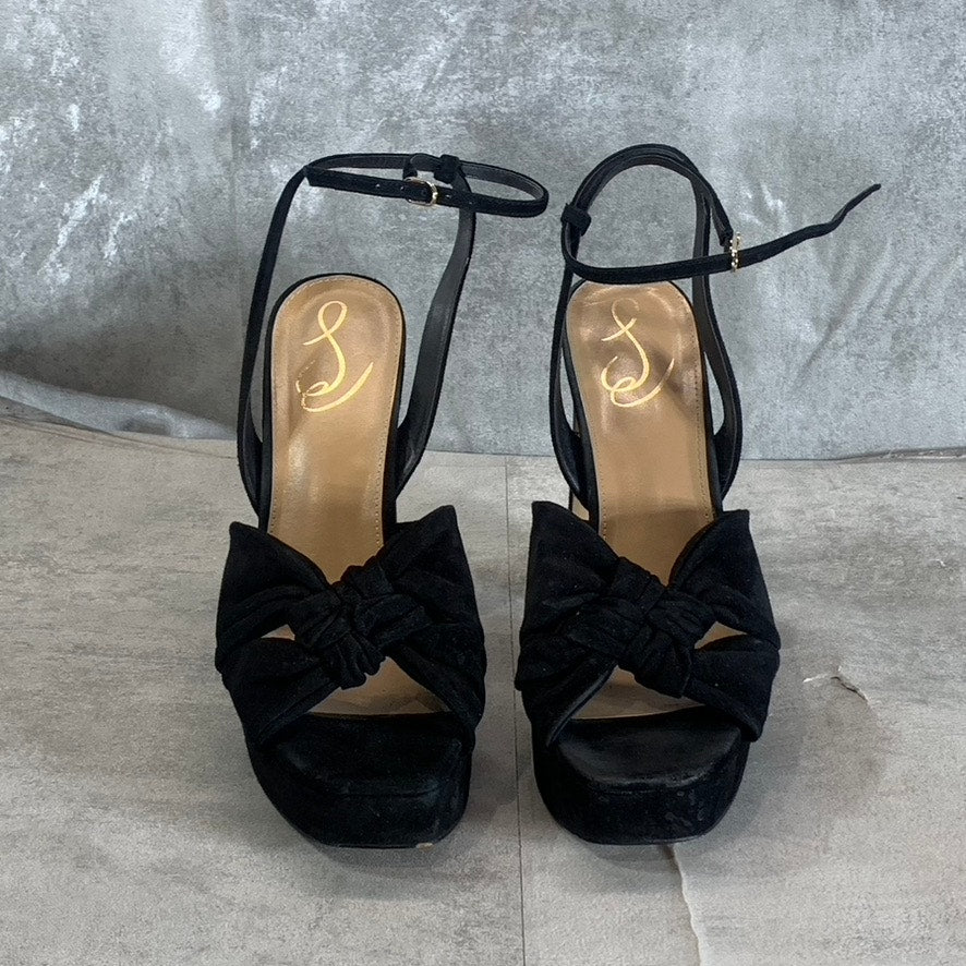 SAM EDELMAN Women's Black Kristen Knotted Ankle-Strap Platform Sandals SZ 9