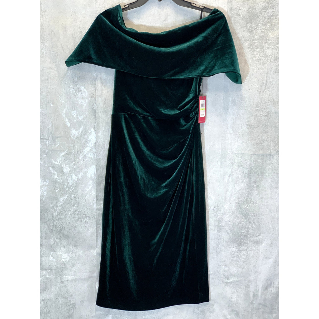 VINCE CAMUTO Women's Hunter Velvet Off-The-Shoulder Cocktail Sheath Knee-Length Dress SZ 4