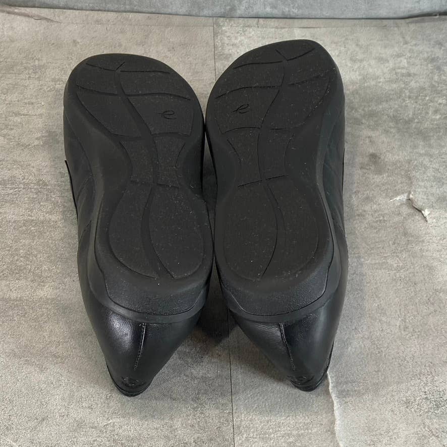 EASY SPIRIT Women's Black Leather Devitt Round-Toe Slip-On Loafer Flats SZ 10