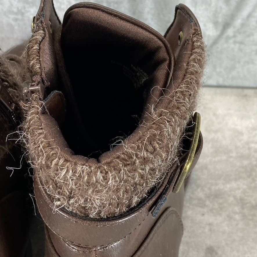 STYLE & CO Women's Chocolate Gaiel Lace-Up Cold-Weather Lug-Sole Boots SZ 8.5