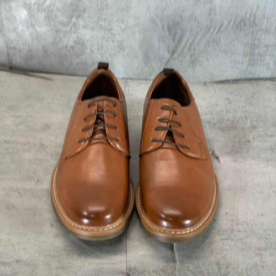 NICK GRAHAM Men's Brown Faux-Leather Dylan Lace-Up Oxfords SZ 8