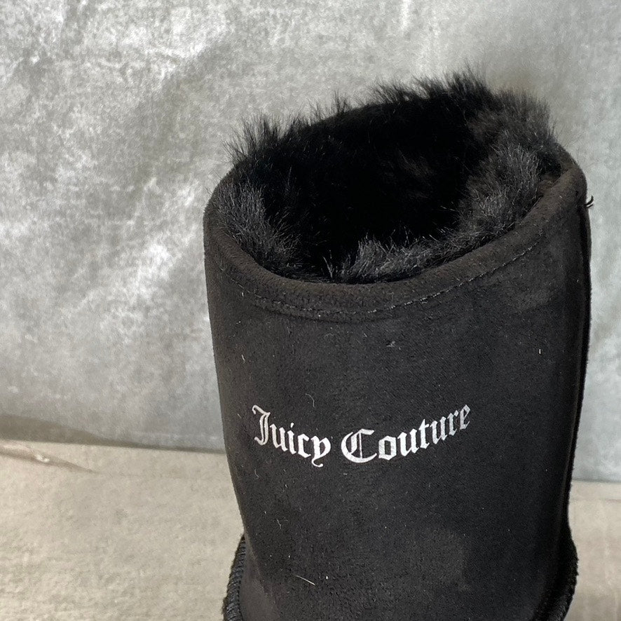 JUICY COUTURE Women's Black Micro Studded Kayte Faux-Fur Pull-On Short Boot SZ10