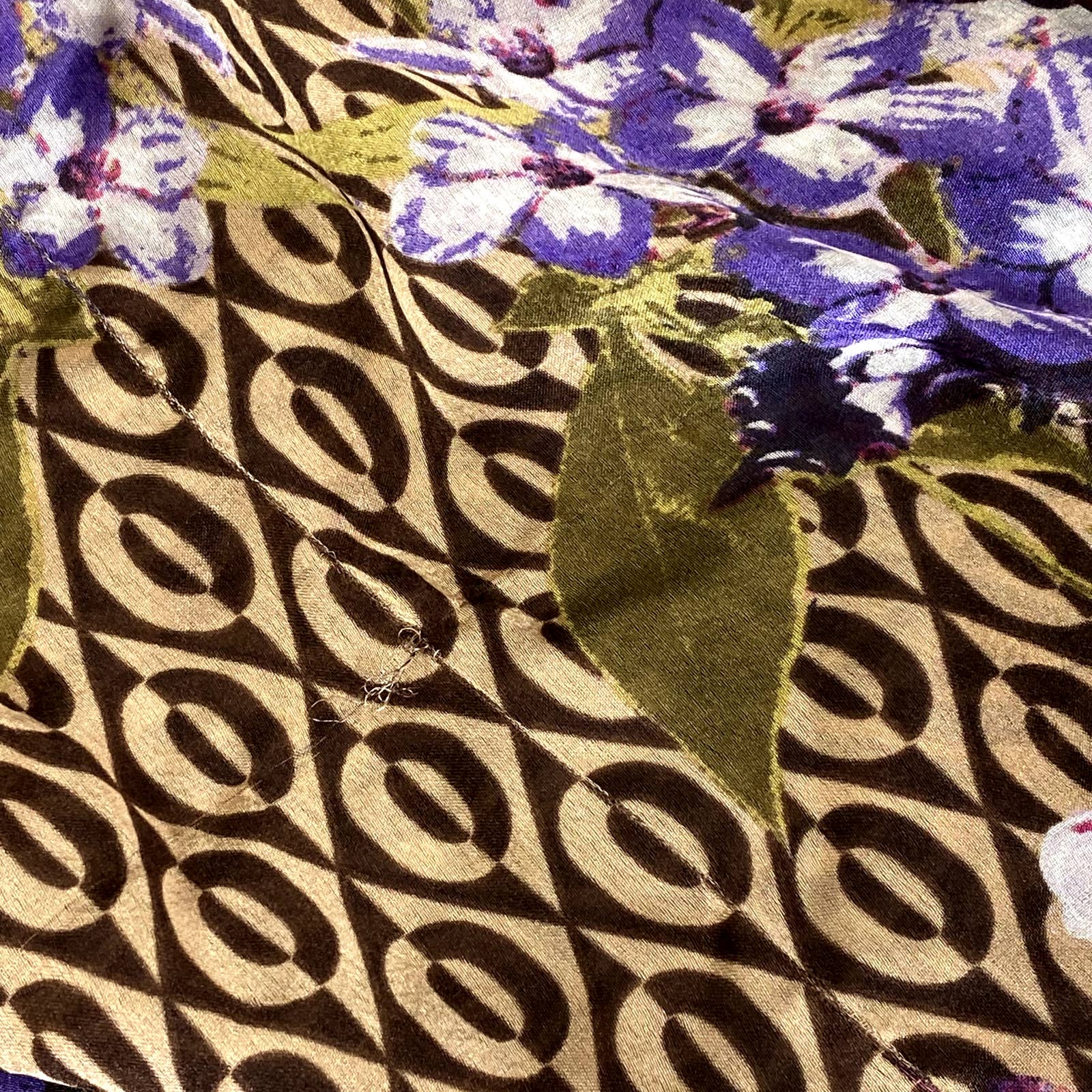 GIANI BERNINI Women's Brown Floral-Print Square Loop Scarf SZ OS