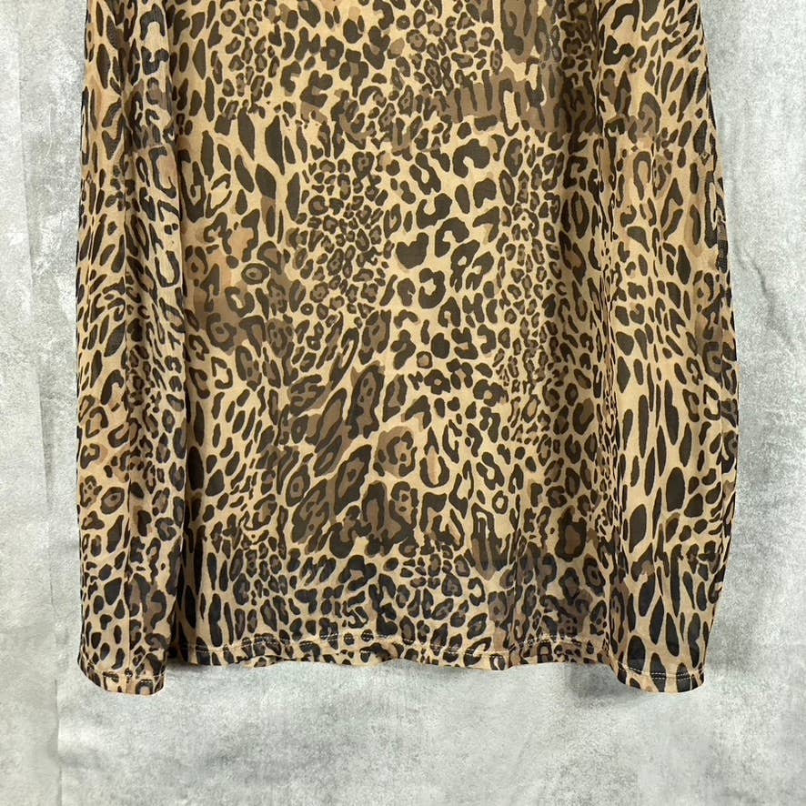 BAR III Women's Cheetah Printed Sleeveless Mock-Neck Cutout Bodycon Dress SZ XL