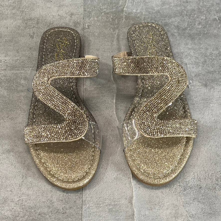 THALIA SODI Women's Champagne Ombre Bianca Rhinestone Flat Sandals SZ 5.5