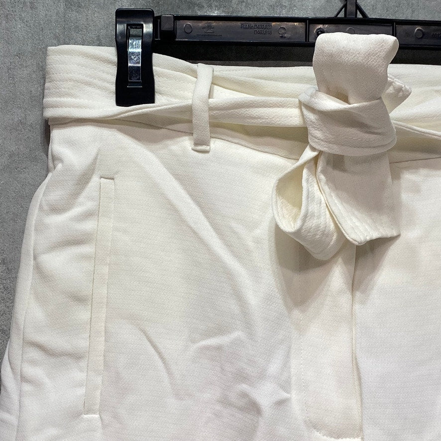 1. STATE The Fleur Ivory Textured Crepe Tie Waist Short SZ 8