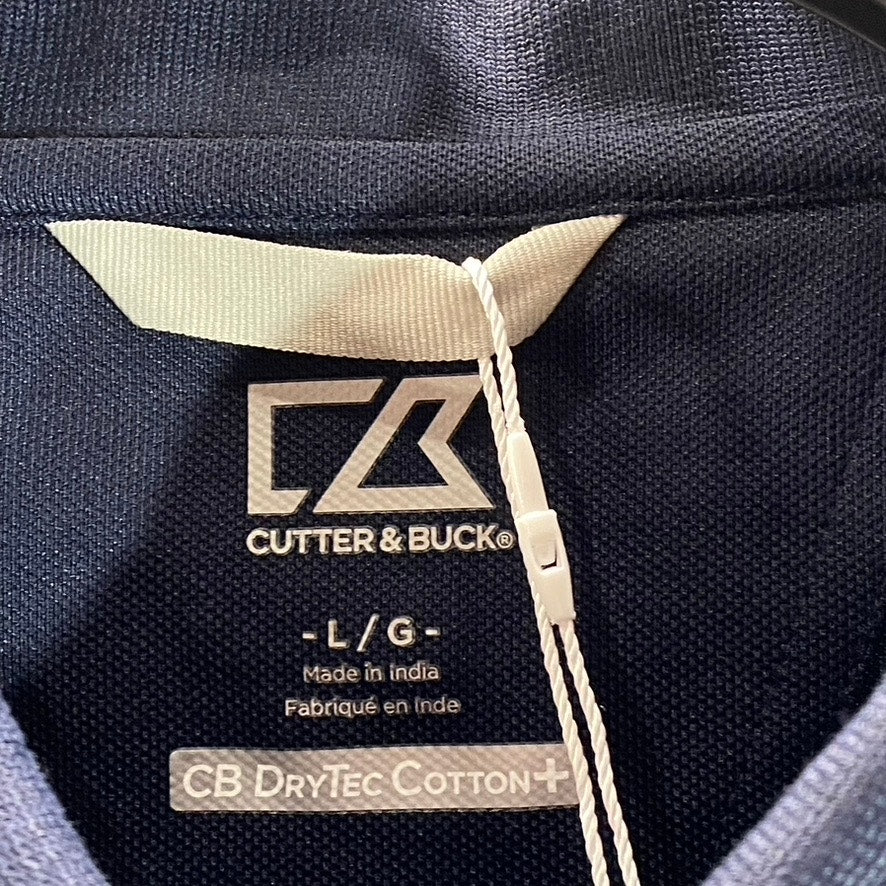 CUTTER & BUCK Men's Lyn Navy CB DryTec Cotton+ Short Sleeve Polo SZ L