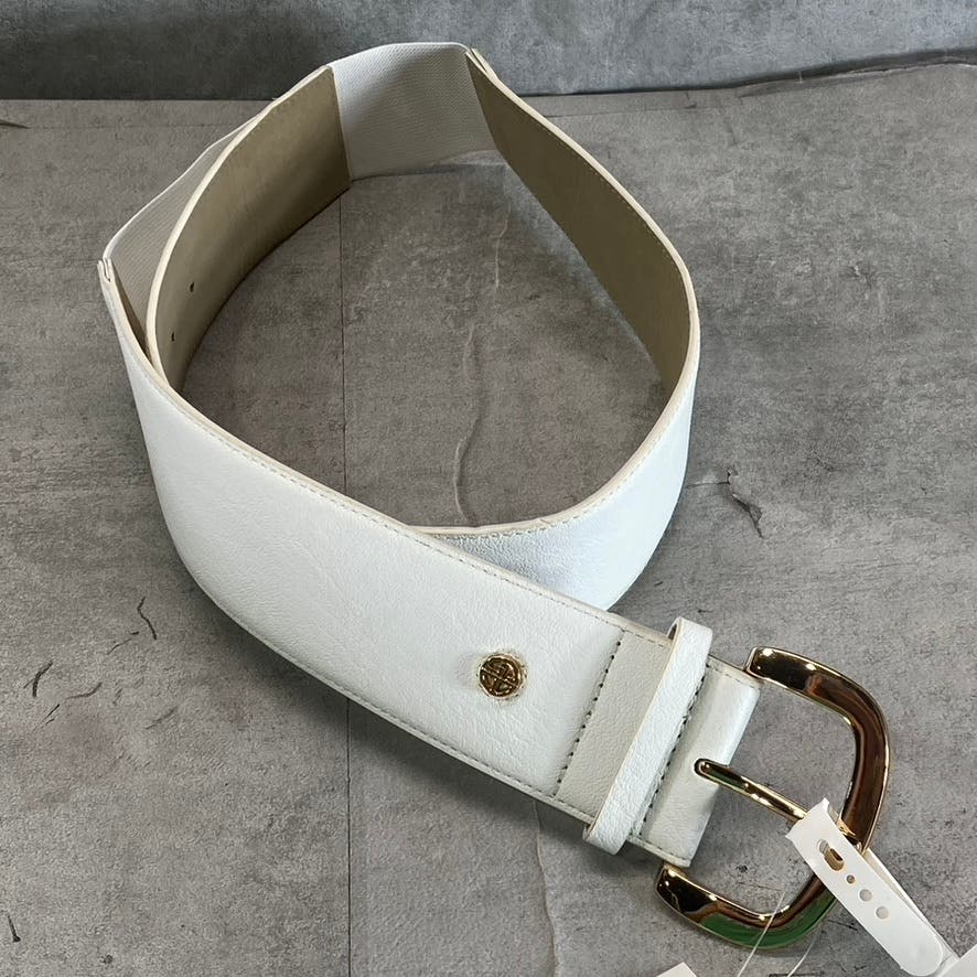 GIANI BERNINI Women's White Faux-Leather Stretch Single-Prong Belt SZ L/XL