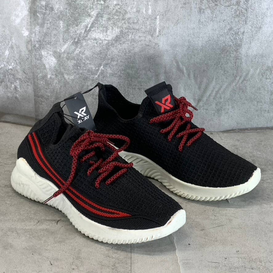 XRAY FOOTWEAR Men's Black/Red Knit Breathable Niko Lace-Up Sneakers SZ 8