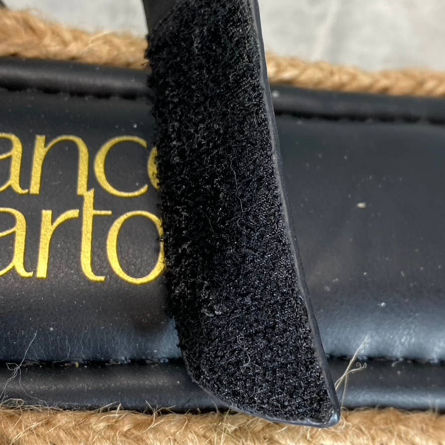 FRANCO SARTO Women's Black Leather Verita Ankle-Strap Espadrille Sandals SZ 8.5