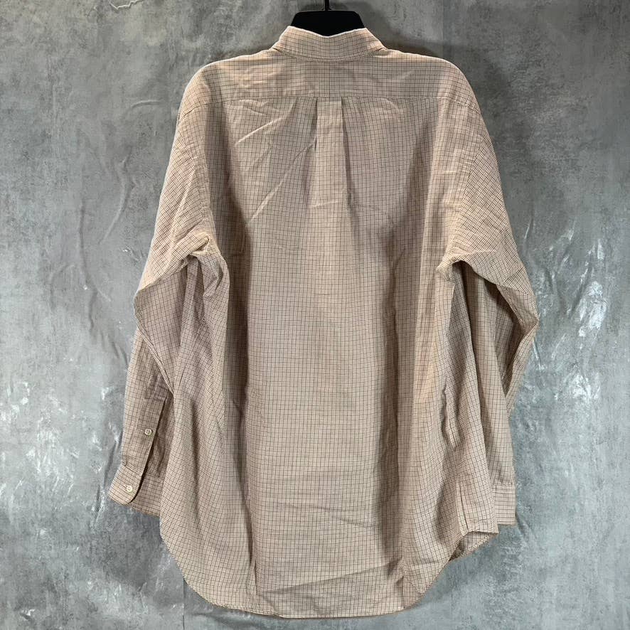 RALPH LAUREN Men's Tan Gingham Blake Classic-Fit Long-Sleeve Button-Up Shirt SZM