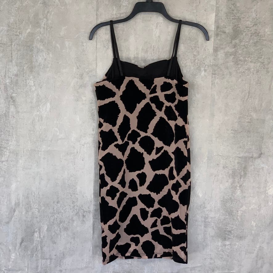 TOPSHOP Black Large Animal Printed Spaghetti Strap Mini Bodycon Dress SZ 6