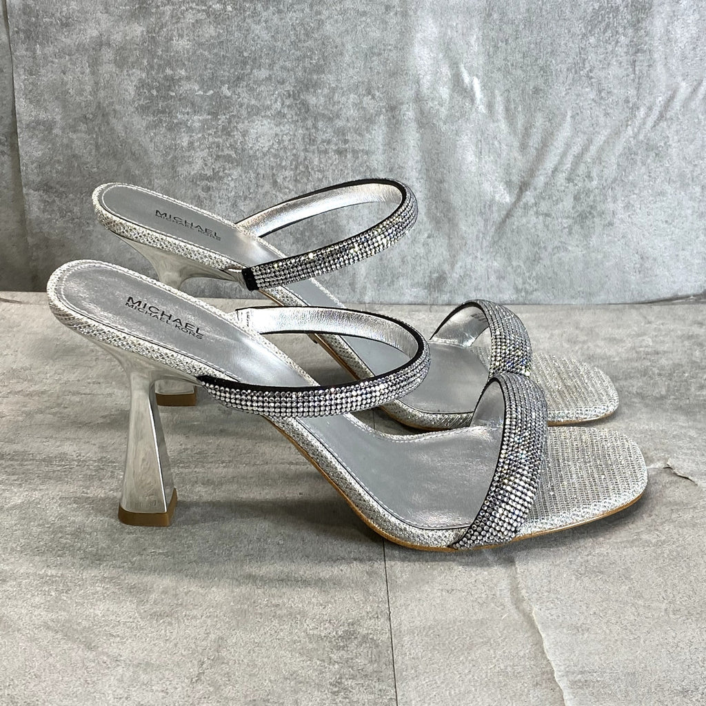 MICHAEL MICHAEL KORS Women's Silver Rhinestone Embellished Clara Dress Sandals