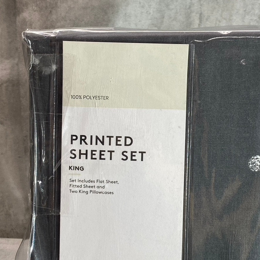 NORDSTROM RACK Gray Pearl Dot Print 4-Piece King Size Bed Sheet Set