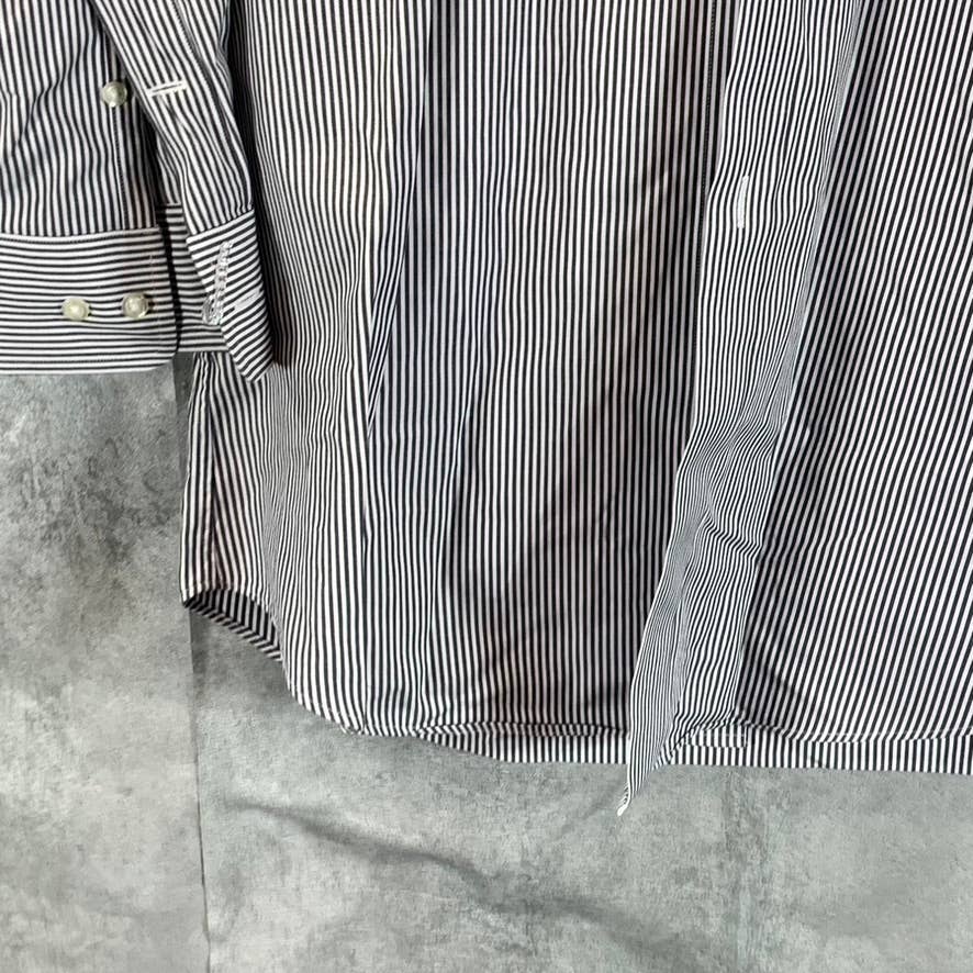 PAUL FREDRICK Men's Blue Pinstripe Button-Up Long-Sleeve Dress Shirt SZ 15.5-32