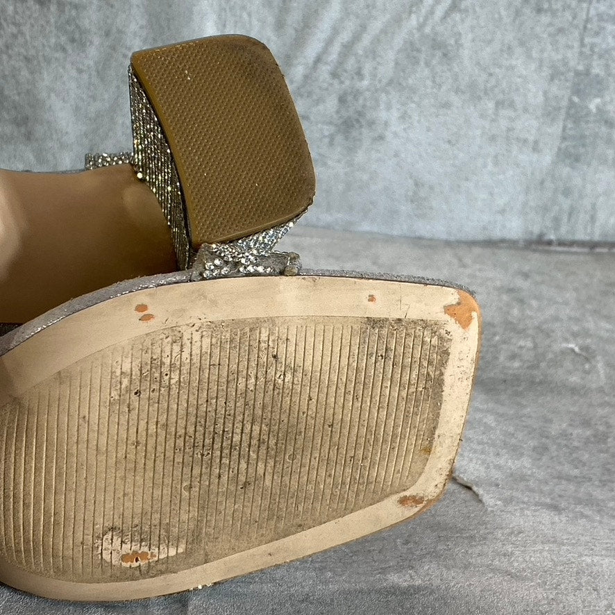 STEVE MADDEN Women's Silver Rhinestone Embellished Tiaa Square-Toe Two-Piece