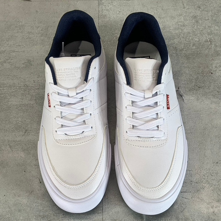 LEVI'S Men's White/Navy Munro NM Faux-Leather Retro Low-Top Lace-Up Sneaker SZ10