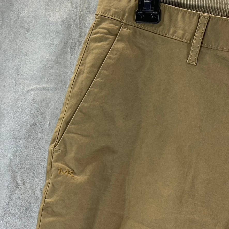 MICHAEL KORS Men's Khaki Regular-Fit Washed Cotton Bermuda Shorts SZ 33