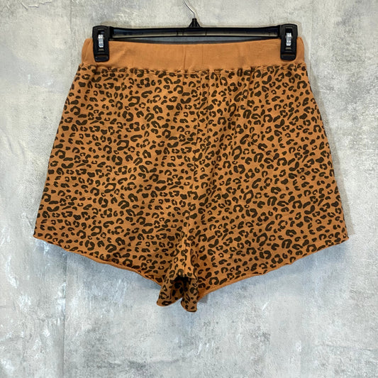 BLANKNYC Women's Orange Adulting Printed Raw Hem Elastic Drawstring Waist Shorts SZ M