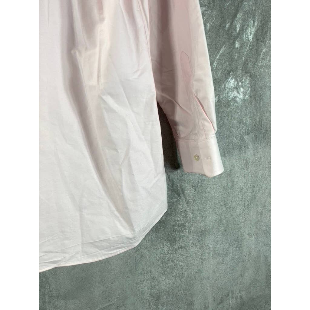 PAUL FREDRICK Men's Pink Classic-Fit Two Ply Cotton Oxford Shirt SZ 15.5-32