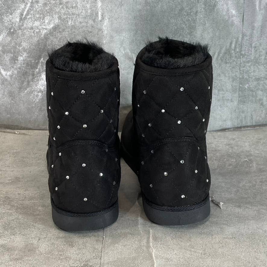 JUICY COUTURE Women's Black Micro Studded Kayte Faux-Fur Pull-On Short Boot SZ10