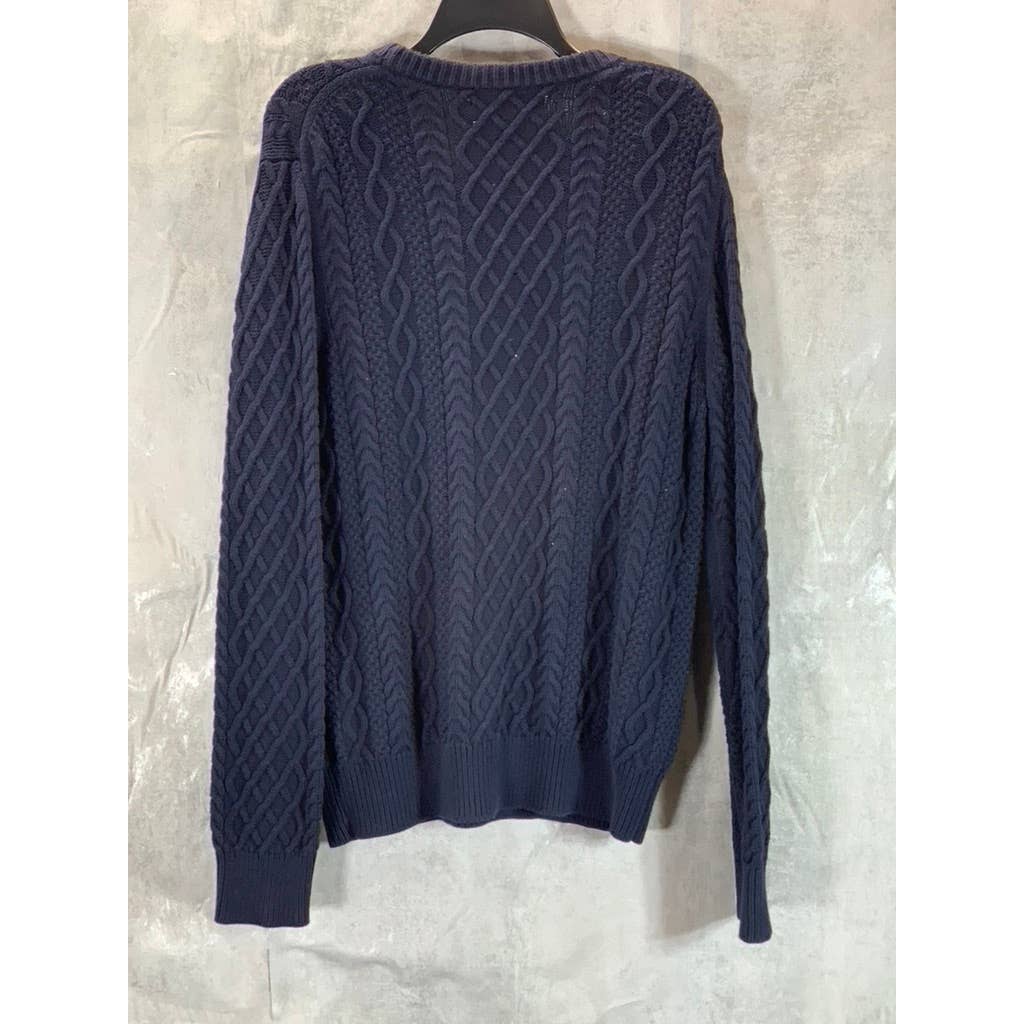 J.CREW Men's Navy Crewneck Cable Knit Long-Sleeve Sweater SZ NA