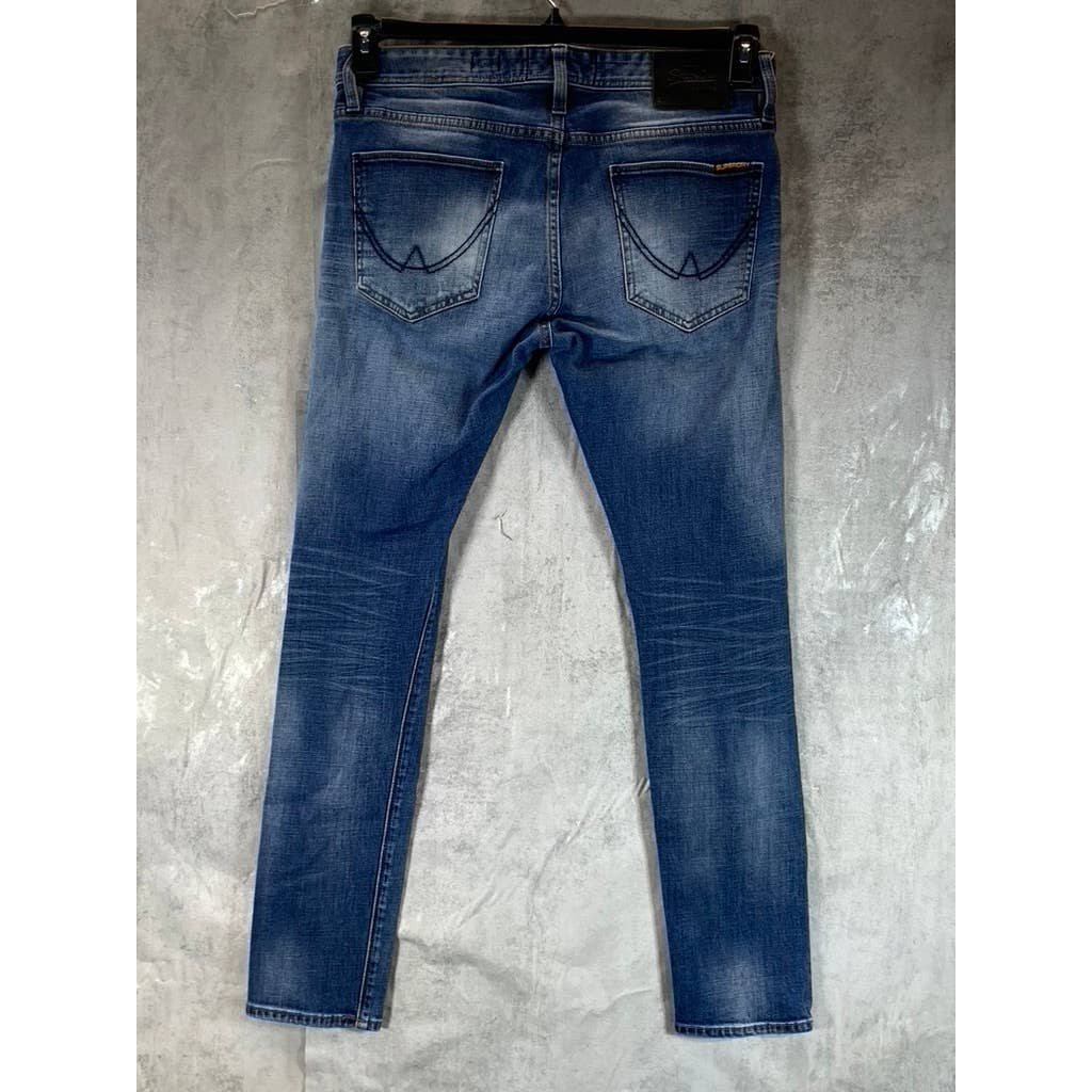 VINTAGE SUPERDRY Men's Dark Wash Whiskered Denim Skinny Jeans SZ 33X32