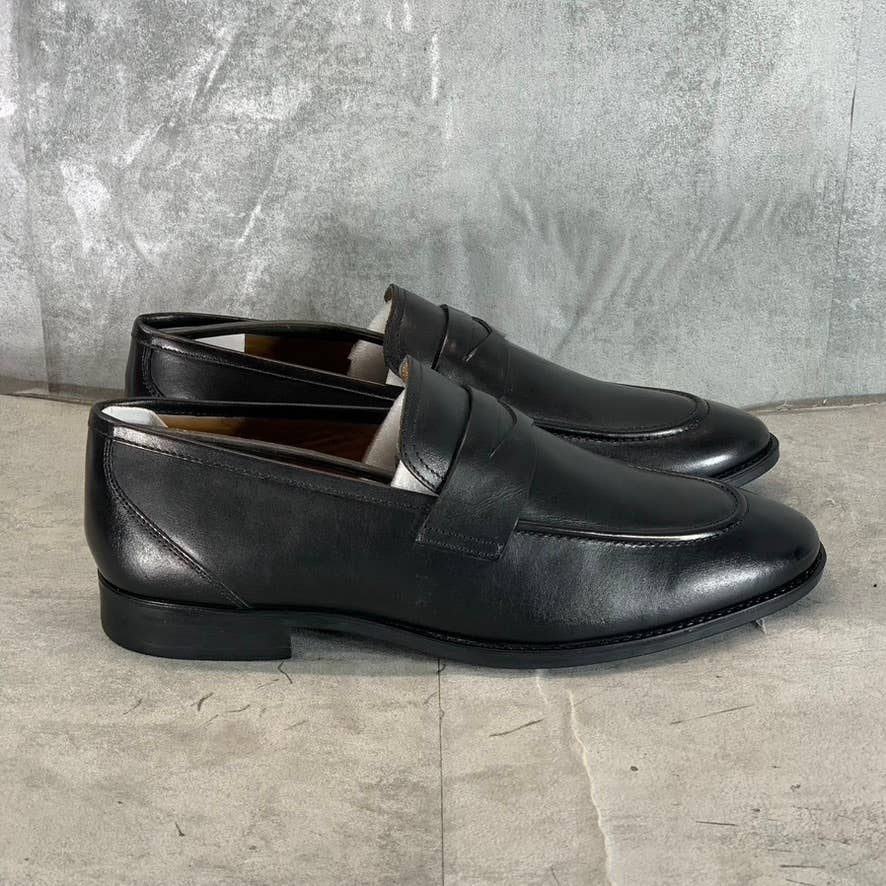 THOMAS & VINE Black Leather Bishop Memory Foam Apron Toe Split Penny Loafer SZ10